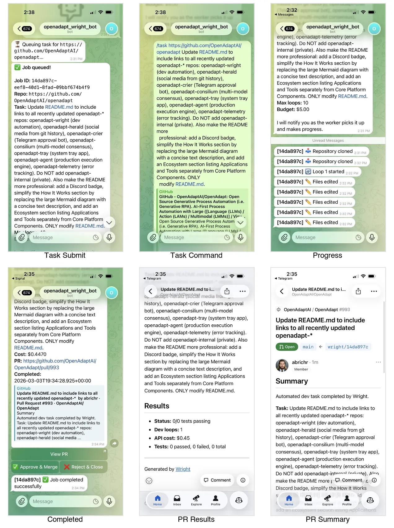 Wright demo on mobile