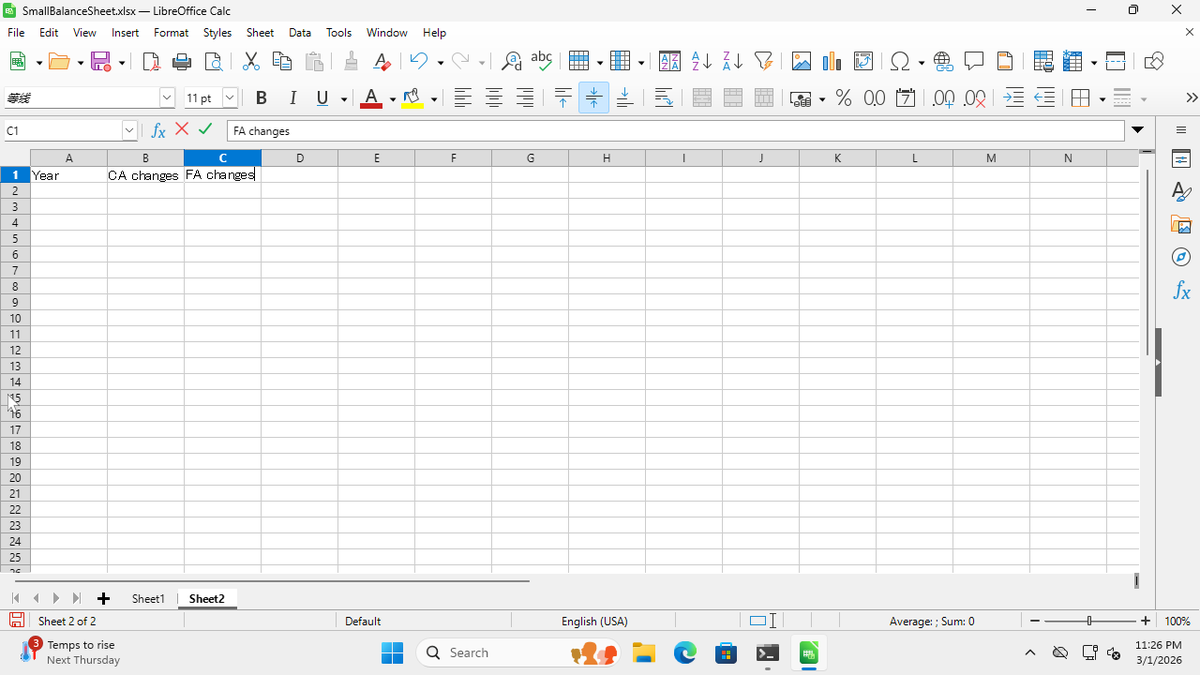 Step 4: Press Tab and type "FA changes"