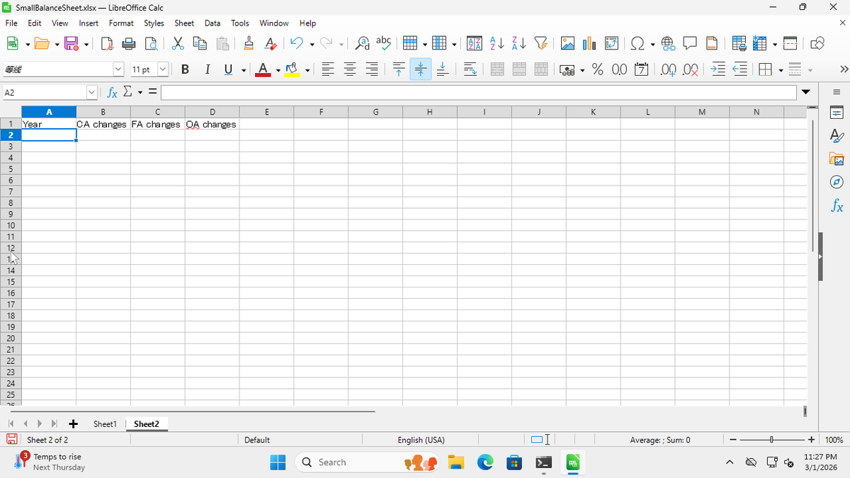 Step 5: Press Tab and type "OA changes"