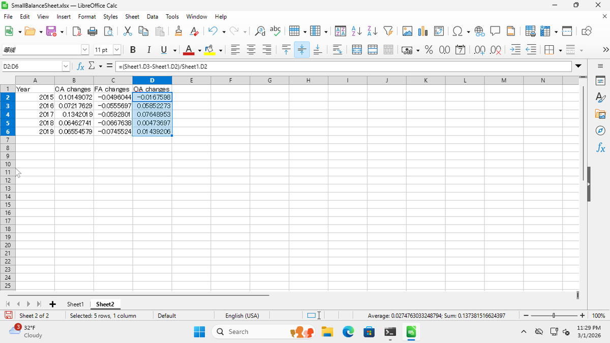 Step 19: Click cell D2, then drag the fill handle down to D6